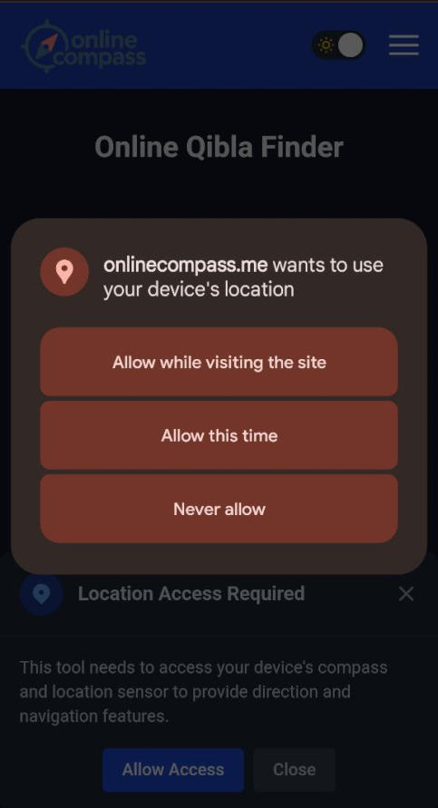 grant access to sensors for qibla finder