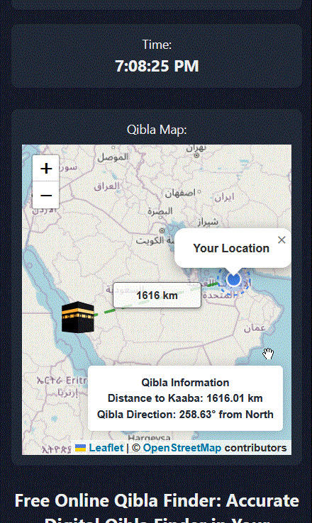 show qibla location on map